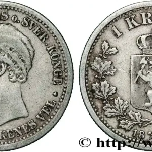 NORVÈGE 1 Krone Oscar II / emblème 1877 fwo_841770 Monde Bon Marché