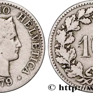 Authentique SUISSE 10 Centimes (Rappen) Helvetia 1879 Berne fwo_842112 Monde