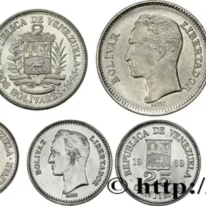 VENEZUELA Lot de 5 monnaies de 25 et 50 Centimos, 1, 2 et 5 Bolivares 1989-1990 schwerte fwo_845948 Monde Dernière Chance