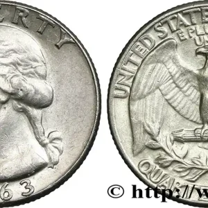 ÉTATS-UNIS D'AMÉRIQUE 1/4 Dollar Georges Washington 1963 Philadelphie fwo_846320 Monde Authentique