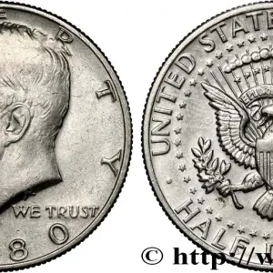 Exclusif ÉTATS-UNIS D'AMÉRIQUE 1/2 Dollar Kennedy 1980 Denver fwo_849477 Monde