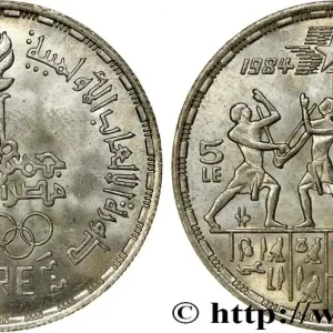 Nouveauté ÉGYPTE 5 Pounds (Livres) Jeux Olympiques de Los Angeles AH 1404 1984 fwo_849692 Monde