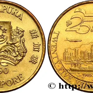 SINGAPOUR 5 Dollars 25 ans de l’indépendance 1990 fwo_849937 Monde Meilleure Vente