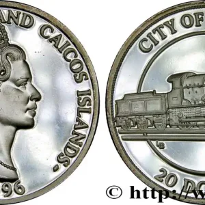 ILES TURKS-ET-CAIQUES 20 Dollars Proof Ville de Truro 1996 fwo_849976 Monde Paiement Sécurisé