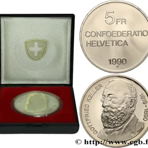 Pas Cher SUISSE 5 Francs Proof 100e anniversaire de la mort de Gottfried Keller 1990 Berne fwo_850427 Monde
