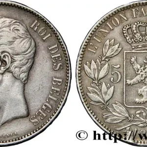 BELGIQUE 5 Francs Léopold Ier tête nue 1865 fwo_420464 Monde Achetez Aujourd’hui
