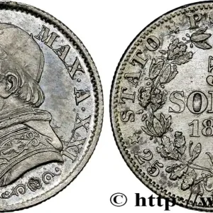 Certifié ITALIE - ÉTATS DU PAPE - PIE IX (Jean-Marie Mastai Ferretti) 5 Soldi an XXI 1867 Rome fwo_428681 Monde