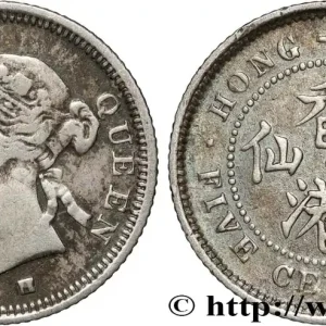 Fait Main HONG KONG 5 Cents Victoria 1876 Heaton fwo_846400 Monde