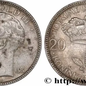 BELGIQUE 20 Francs Léopold III 1935 fwo_776947 Monde Populaire
