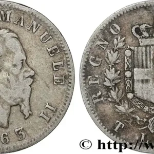 ITALIE 1 Lire Victor Emmanuel II 1863 Turin fwo_832776 Monde Fait Main