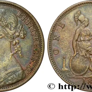 ROYAUME-UNI 1 Penny Victoria “Bun Head” 1876 Heaton fwo_833523 Monde Pas Cher