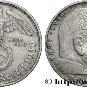 ALLEMAGNE 2 Reichsmark Maréchal Paul von Hindenburg 1939 Munich fwo_834060 Monde Quantité Limitée