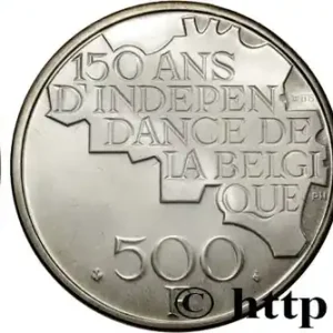 BELGIQUE 500 Francs Proof légende française 150e anniversaire de l’indépendance, portrait des 5 rois / carte de Belgique 1980 Bruxelles fwo_838128 Monde Paiement Sécurisé