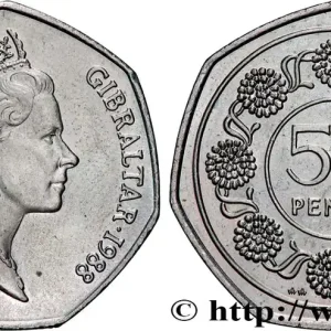 Seulement Aujourd’hui GIBRALTAR 50 Pence Elisabeth II 1988 fwo_838647 Monde
