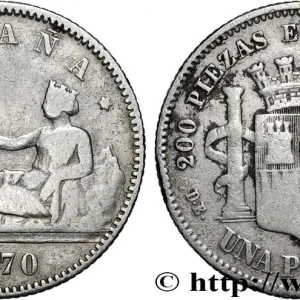 Livraison Mondiale ESPAGNE 1 Peseta “ESPAÑA” allongée 1870 Madrid fwo_839715 Monde