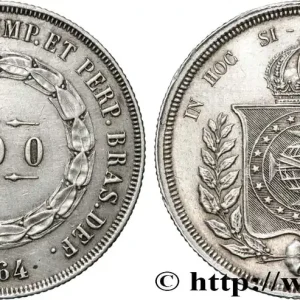 Fait Main BRÉSIL 500 Reis Pierre II 1864 fwo_841473 Monde