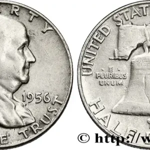 Top Qualité ÉTATS-UNIS D'AMÉRIQUE 1/2 Dollar Benjamin Franklin 1956 Philadelphie fwo_842867 Monde