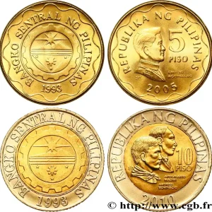PHILIPPINES Lot de deux monnaies 5 et 10 Piso 2005-2010 fwo_849724 Monde En Vogue