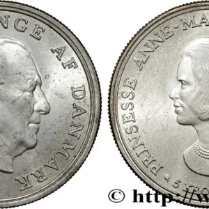 DANEMARK 5 Kroner mariage de la princesse Anne-Marie 1964 Copenhague fwo_851784 Monde Nouveauté