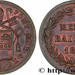 ITALIE - ÉTATS DU PAPE - GRÉGOIRE XVI (Bartolomeo Alberto Cappellari) 1/2 Baiocco an XV 1845 Rome fwo_766021 Monde Prix Promo
