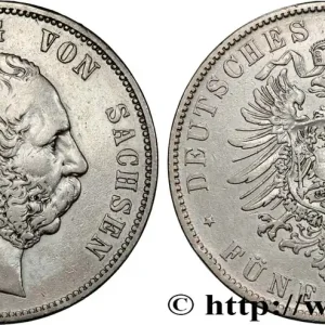 Populaire ALLEMAGNE - ROYAUME DE SAXE - ALBERT 5 Mark 1876 Muldenhütten fwo_849505 Monde