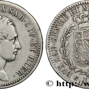 ITALIE - ROYAUME DE SARDAIGNE 1 Lire Charles Félix 1828 Gênes fwo_849541 Monde Solde