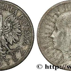 Marque POLOGNE 2 Zlote reine Jadwiga 1933 Varsovie fwo_796048 Monde