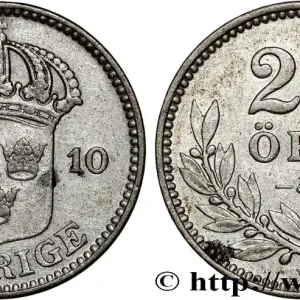 Dernière Chance SUÈDE 25 Ore écu couronné variété à large croix 1910 fwo_808129 Monde