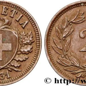 Original SUISSE 2 Centimes (Rappen) croix suisse 1931 Berne - B fwo_816146 Monde