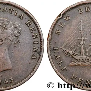 Dernière Chance CANADA - NOUVEAU BRUNSWICK 1/2 Penny Victoria 1843 fwo_824170 Monde