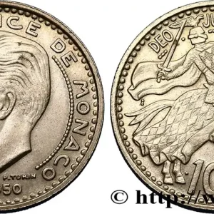 Solde MONACO 100 Francs Rainier III / chevalier Grimaldi 1950 Paris fwo_845325 Monde