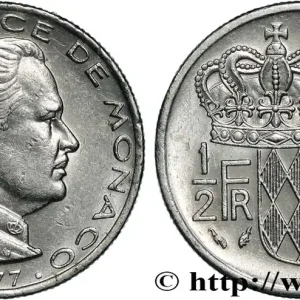 Seulement Aujourd’hui MONACO 1/2 Franc Rainier III 1977 Paris fwo_849002 Monde