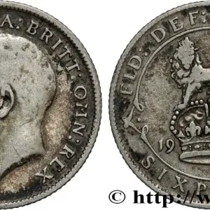 Original ROYAUME-UNI 6 Pence Georges V 1911 fwo_851991 Monde