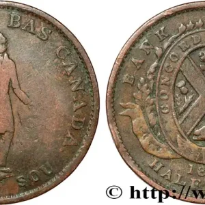 En Vogue CANADA 1 Sou (1/2 Penny) Province du Bas Canada, Québec 1837 Boulton & Watt fwo_852408 Monde