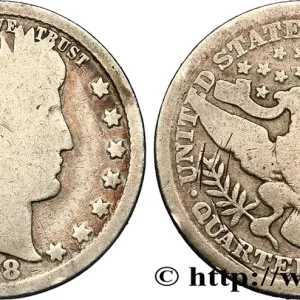 ÉTATS-UNIS D'AMÉRIQUE 1/4 Dollar Barber 1898 Philadelphie fwo_410393 Monde Vente Flash