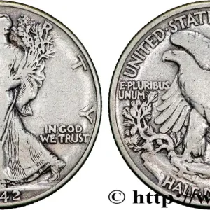 Populaire ÉTATS-UNIS D'AMÉRIQUE 1/2 Dollar Walking Liberty 1942 Philadelphie fwo_835718 Monde