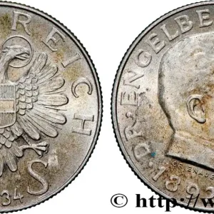 Original AUTRICHE 2 Schilling mort du Dr Engelbert Dollfuss, Chancelier de 1932 à 1934 1934 fwo_838602 Monde