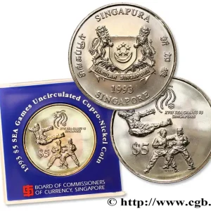Populaire SINGAPOUR 5 Dollars 17e Jeux d'Asie du Sud-Est 1993 fwo_845137 Monde