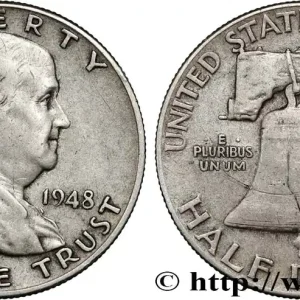 Nouvel Arrivage ÉTATS-UNIS D'AMÉRIQUE 1/2 Dollar Benjamin Franklin 1948 Philadelphie fwo_853574 Monde