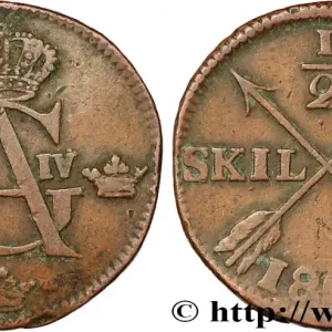 SUÈDE 1/2 Skilling Gustave IV Adolphe 1807 fwo_853698 Monde Nouveauté