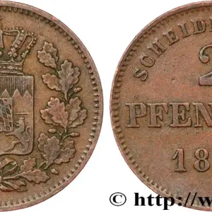 ALLEMAGNE - BAVIÈRE 2 Pfenninge Royaume de Bavière 1866 fwo_853708 Monde Livraison Gratuite