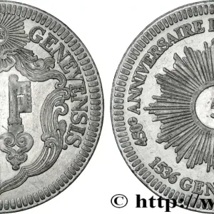 Meilleur Choix SUISSE - RÉPUBLIQUE DE GENÈVE 5 Pistoles 450e anniversaire de la Réforme à Genève 1986 fwo_853710 Monde