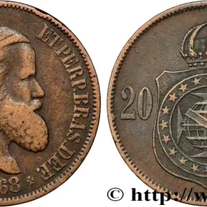 BRÉSIL 20 Réis Empereur Pierre II 1868 fwo_853713 Monde Super Prix