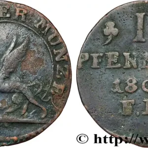 ALLEMAGNE - ROSTOCK 1 Pfenning emblème au griffon 1802 fwo_853715 Monde Super Prix