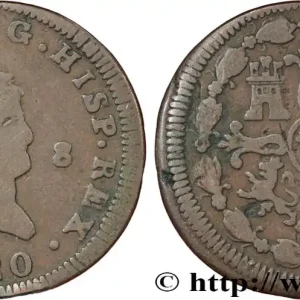 ESPAGNE 8 Maravedis Ferdinand VII 1820 Jubia fwo_853719 Monde Livraison Express