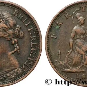 Achetez Aujourd’hui ROYAUME-UNI 1 Farthing Victoria “Bun Head” 1875 Heaton - H fwo_854172 Monde