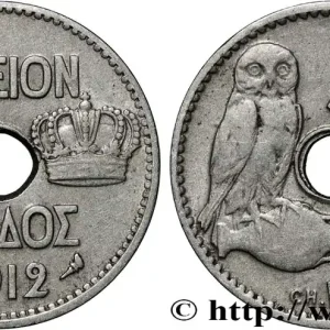 GRÈCE 5 Lepta chouette 1912 Paris fwo_854178 Monde En Vogue