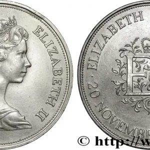 Commande En Gros ROYAUME-UNI 25 New Pence (1 Crown) 25e anniversaire de mariage d’Elisabeth II 1972 fwo_854215 Monde