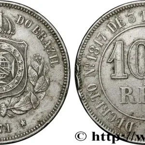 BRÉSIL 100 Reis Empereur Pierre II 1871 Rio de Janeiro fwo_854608 Monde Promotion