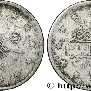 TURQUIE 2 Kurush au nom de Abdul Hamid II AH 1293 an 27 1901 Constantinople fwo_854622 Monde Bon Plan